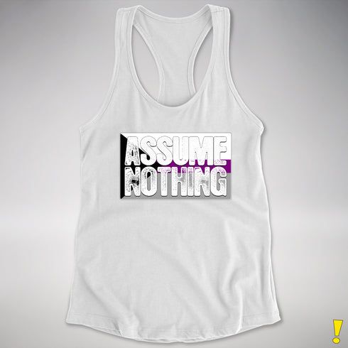 Assume Nothing Demisexual Pride Flag Racerback Tank - White